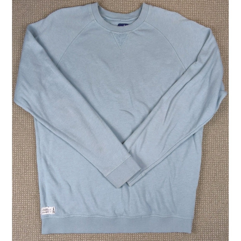 johnnie-O Freeman Crewneck Sweatshirt Faded Slate Blue V-Stitch Men Size Large
